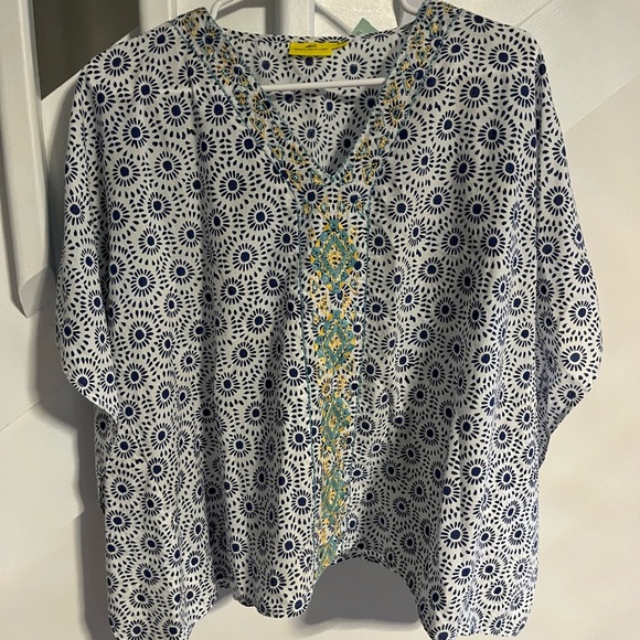 Roberta Roller Rabbit Cotton embroidered  Tunic bohemian size OS small med - Picture 1 of 3